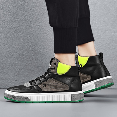 Ανδρικά έκο δερμάτινα αθλητικά παπούτσια με κορδόνια και επιγραφές