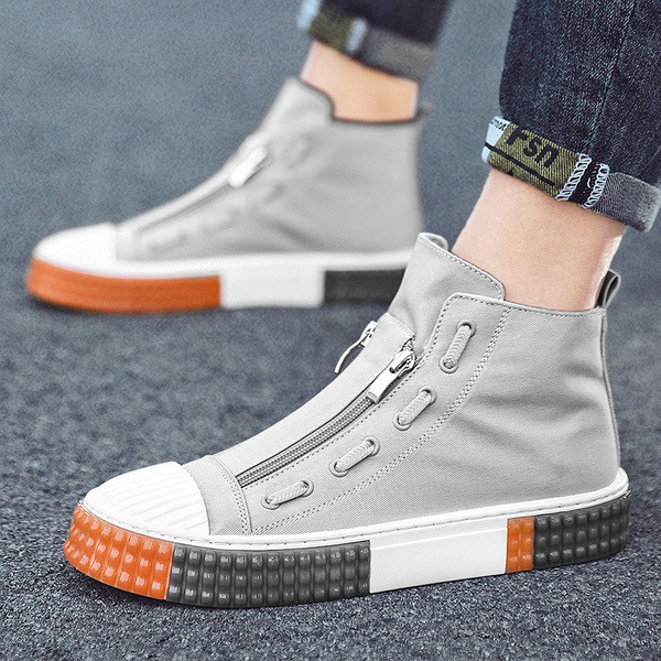 Alkalmi férfi tornacipő cipzárral és színes talppal