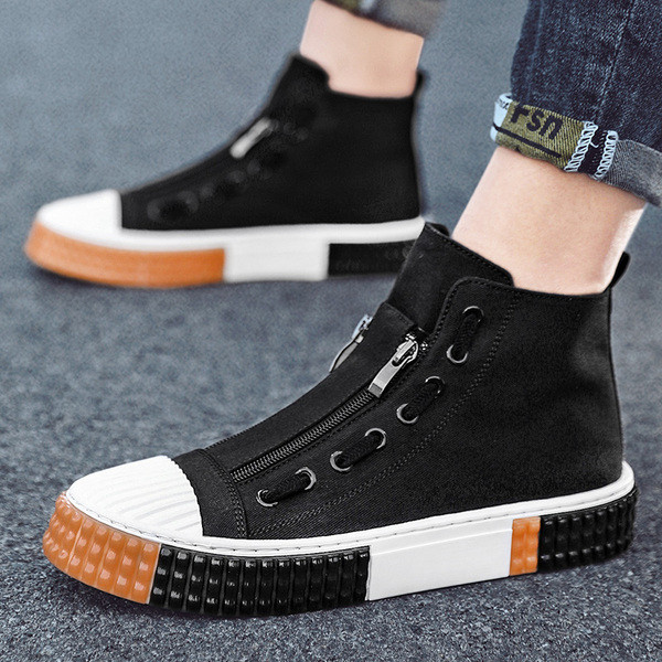 Alkalmi férfi tornacipő cipzárral és színes talppal