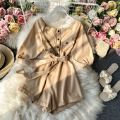 Naiste moodne lühike 3/4 varrukatega kombinesoon