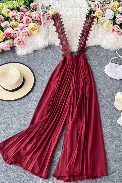 Moderan ženski dugi kombinezon s visokim strukom