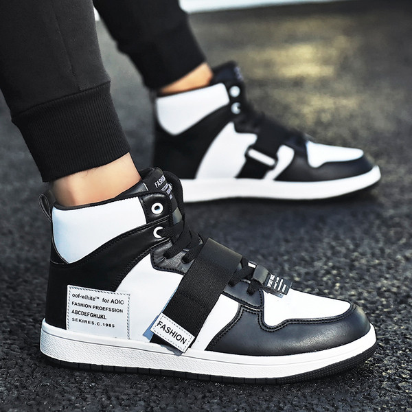 Kéttónusú férfi bőr tornacipő