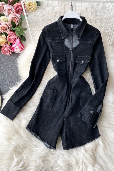 Γυναικεία ολόσωμη φόρμα τζιν με φερμουάρ