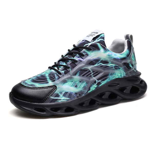 Színes férfi tornacipő magas talppal és fűzővel