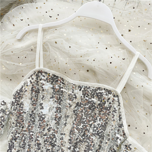 Moderna ženska kratka majica bez rukava sa šljokicama