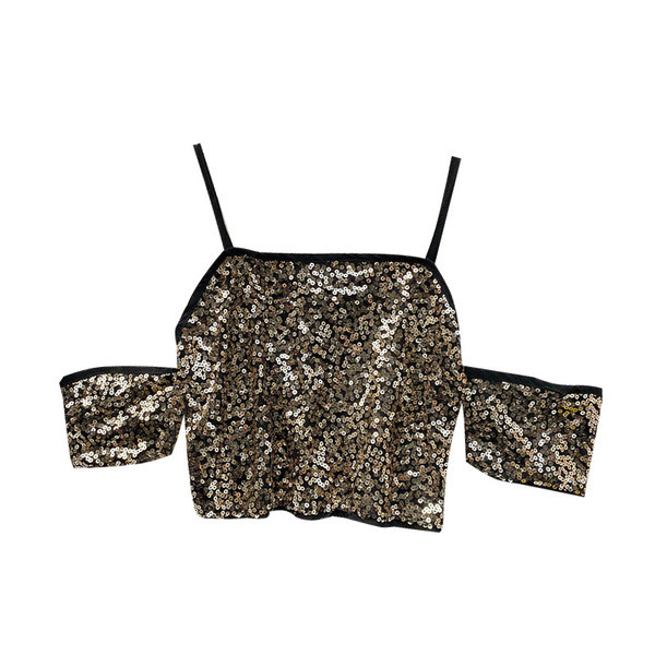 Moderna ženska kratka majica bez rukava sa šljokicama