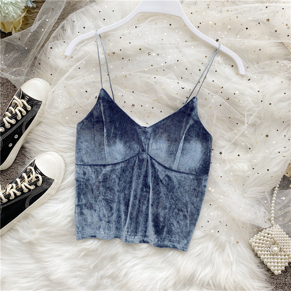 Ženska ležerna majica bez rukava sa špic izrezom i tankim naramenicama