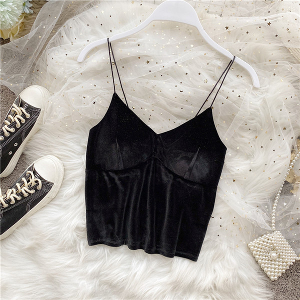 Ženska ležerna majica bez rukava sa špic izrezom i tankim naramenicama