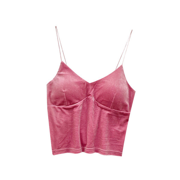 Ženska ležerna majica bez rukava sa špic izrezom i tankim naramenicama