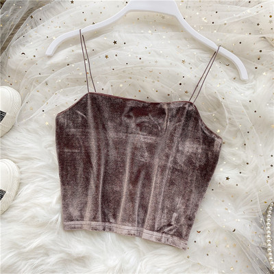 Naiste aktuaalne lühike õhukeste rihmadega topp tavaline mudel