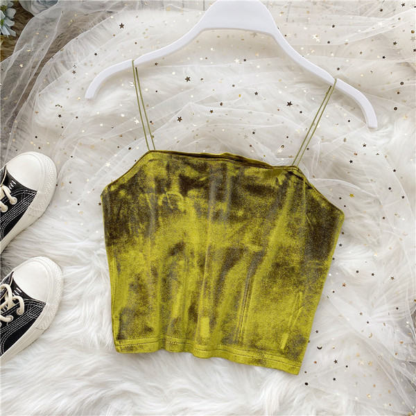 Naiste aktuaalne lühike õhukeste rihmadega topp tavaline mudel