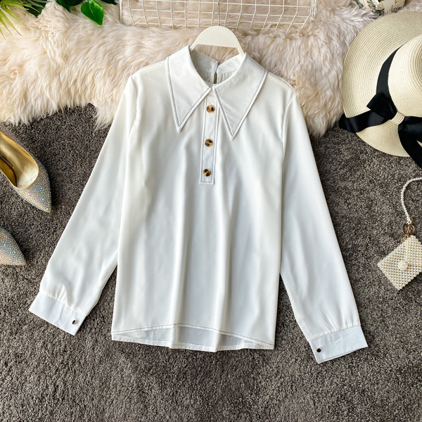 Klassikalise kraega lihtsa mudeliga vabaaja naiste särk