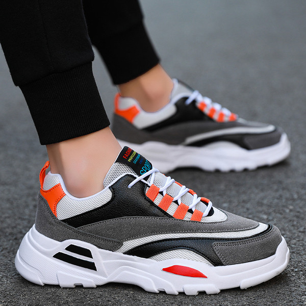 Férfi sport- és alkalmi tornacipő magas talppal és fűzővel