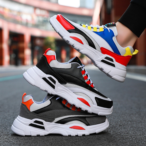 Férfi sport- és alkalmi tornacipő magas talppal és fűzővel