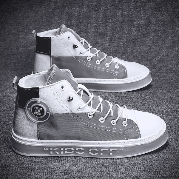 Magas modell férfi tornacipő eko bőrből és textilből