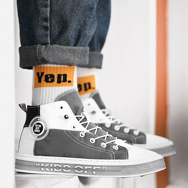 Magas modell férfi tornacipő eko bőrből és textilből