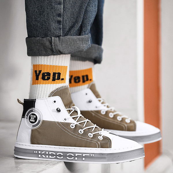 Magas modell férfi tornacipő eko bőrből és textilből