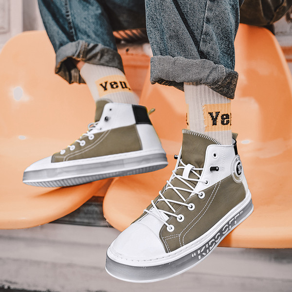 Magas modell férfi tornacipő eko bőrből és textilből