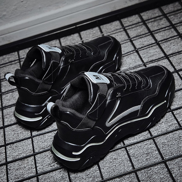 Férfi bőr tornacipő magas talppal