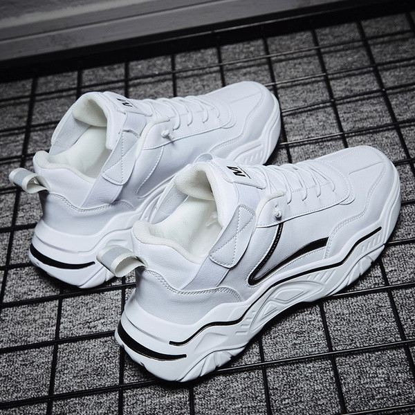 Férfi bőr tornacipő magas talppal