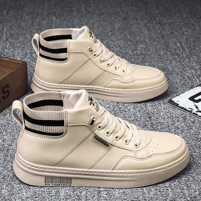 Ανδρικά αθλητικά παπούτσια μοντέρνα από οικολογικό δέρμα με κορδόνια και ελαστικά