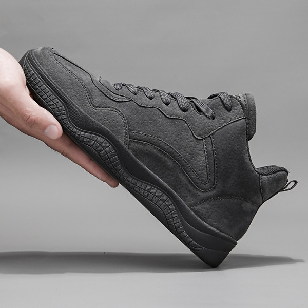 Eko-nahast kõrge mudeliga meeste tossud lameda talla ja paeltega