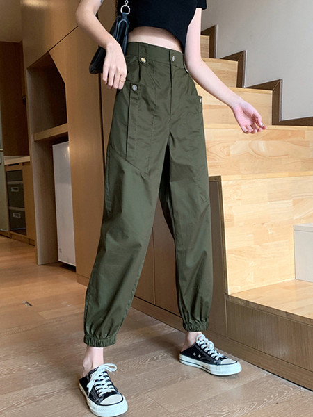 Ženske ležerne hlače ravnog modela na gumicu