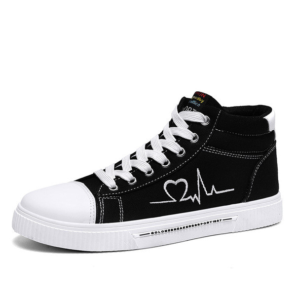 Alkalmi férfi tornacipő lapos talppal és hímzéssel