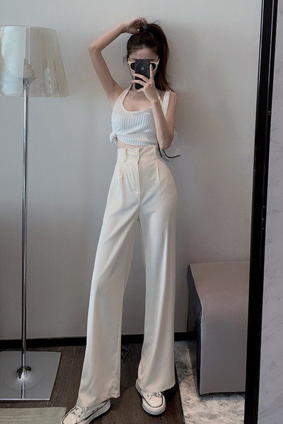 Stílusos női nadrág magas derékkal, letisztult modell