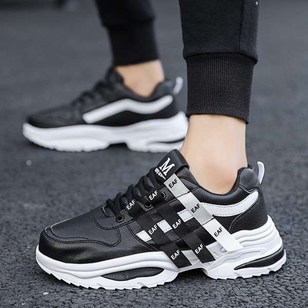 Öko bőrből készült modern férfi tornacipő, magas talppal