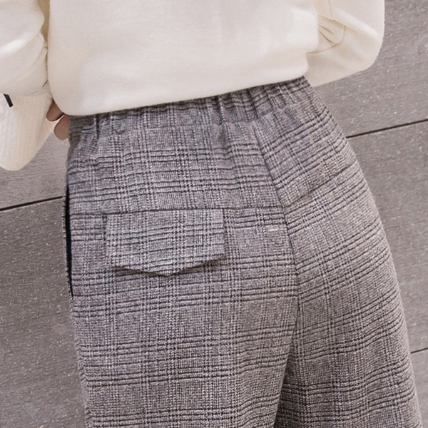 Stílusos női kockás nadrág egyenes modell