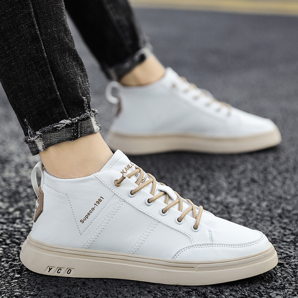 Visoki model muških tenisica od eko kože i pertli