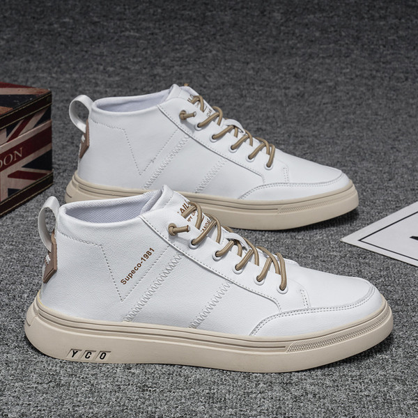 Visoki model muških tenisica od eko kože i pertli