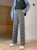 Naiste vabaaja ruuduline püksid sirge mudel