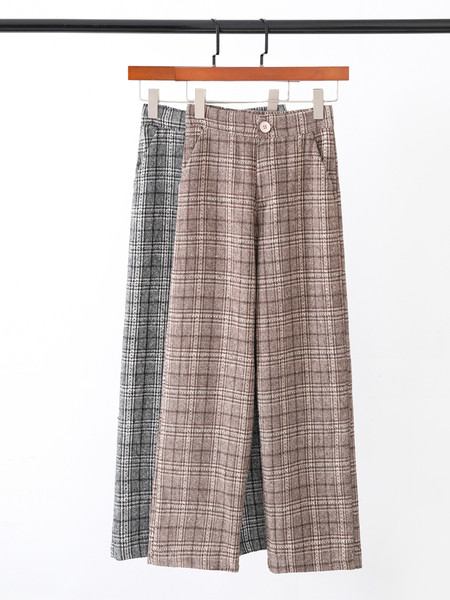 Naiste vabaaja ruuduline püksid sirge mudel