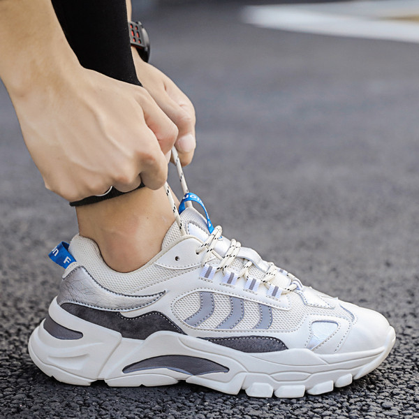 Férfi tornacipő textilből és öko bőrből