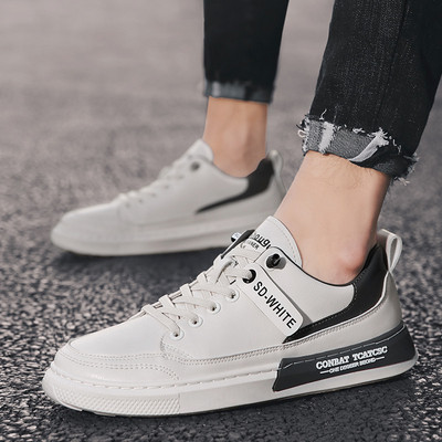 Έκο δερμάτινα ανδρικά αθλητικά παπούτσια με επιγραφές και κορδόνια