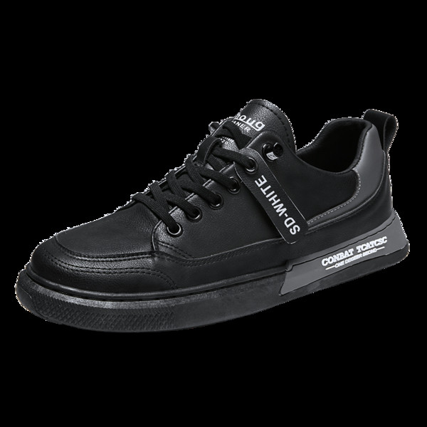 Έκο δερμάτινα ανδρικά αθλητικά παπούτσια με επιγραφές και κορδόνια