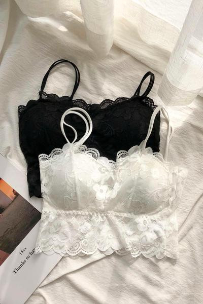 Ženski aktualni čipkasti bustier s tankim naramenicama