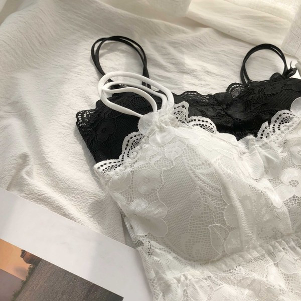 Ženski aktualni čipkasti bustier s tankim naramenicama