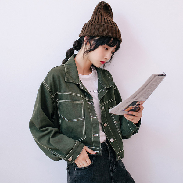 Moodne naiste lühike teksajaki lai mudel