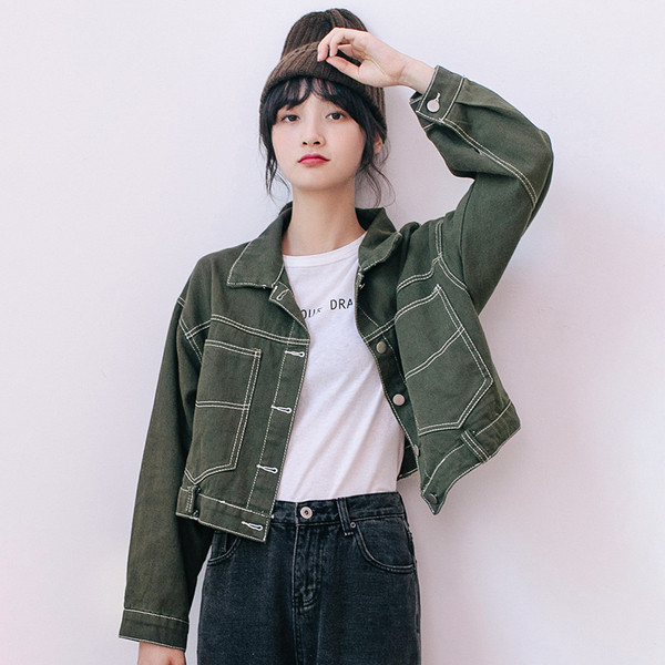 Moodne naiste lühike teksajaki lai mudel