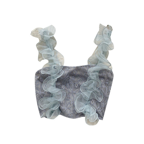 Modern női rövid csipke felső tüll