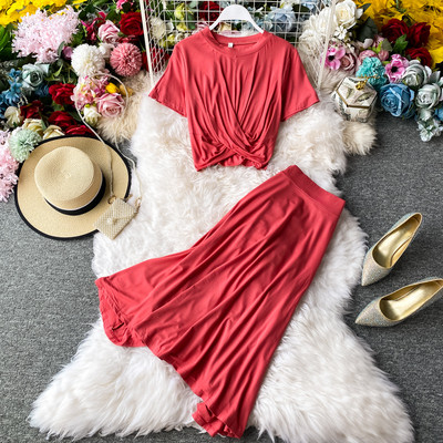 Női lezser hosszú szoknya és blúz szett