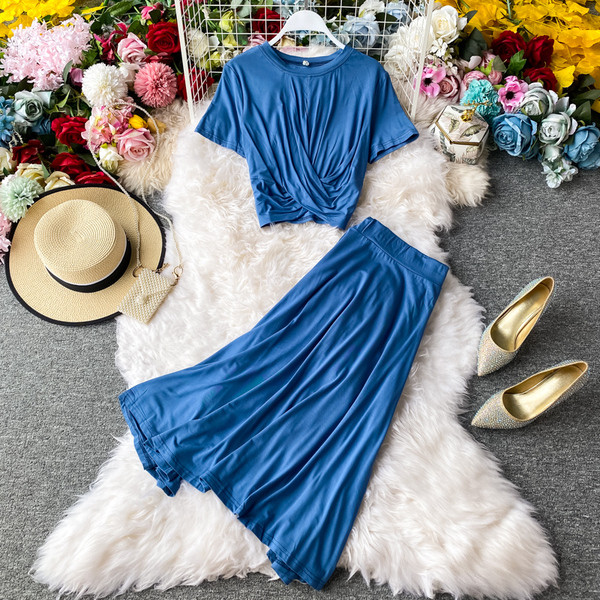 Női lezser hosszú szoknya és blúz szett