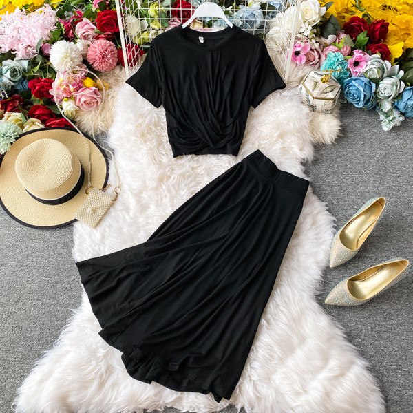 Női lezser hosszú szoknya és blúz szett