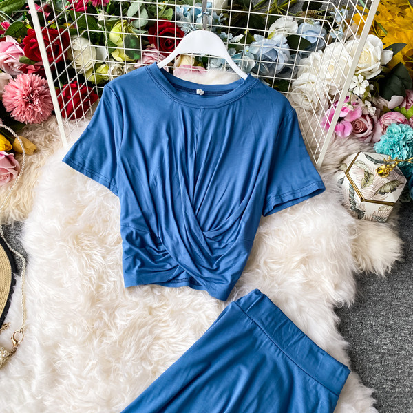 Női lezser hosszú szoknya és blúz szett