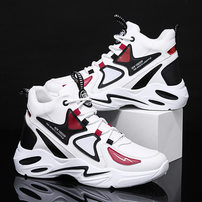 Casual men`s high-top sneakers with laces in three colors