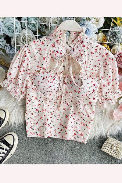 Praegune naiste lühike lipsude ja lukuga särk