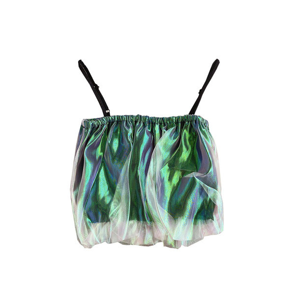 Moodne naiste lühike topp elastsete ja õhukeste rihmadega